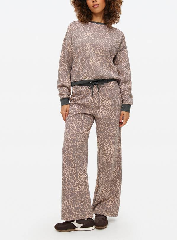 Leopard Printed Co-ord Wide Leg Joggers L